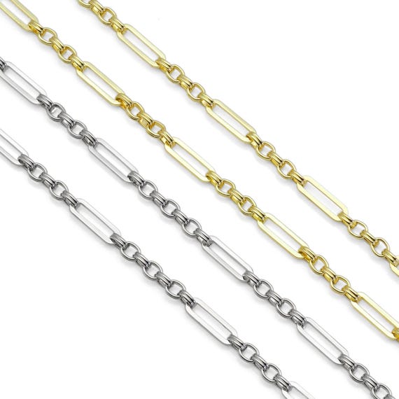 Long Link Mixed Paper Clip Chain By Yard, Sku# Ls28