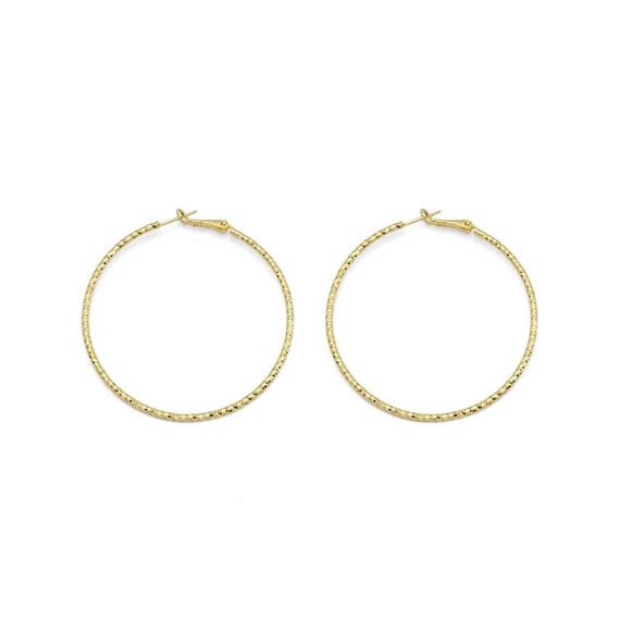 Large Gold Twisted Round Hoop Earrings, Sku#Y855