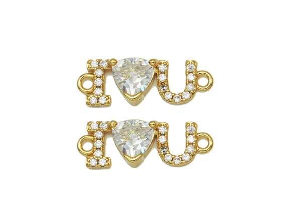 Cz I Love You Heart Connector, Sku#Lk602