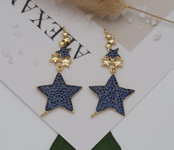 Cobalt Cz Five Point Star Charm, Sku#Lk628