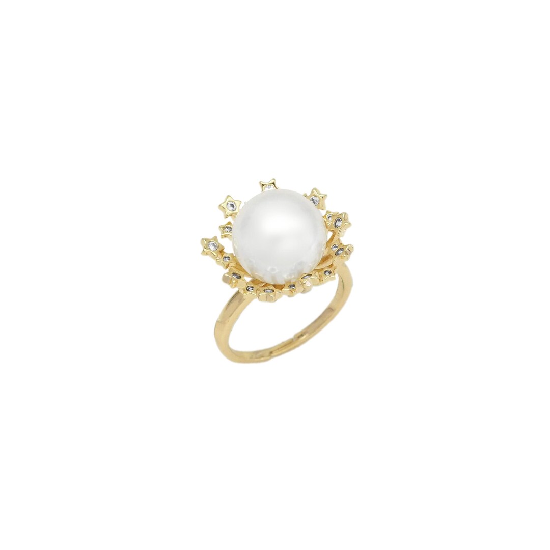 Gold White Pearl Blossoms Flower Adjustable Ring, Sku#zx150 - Etsy