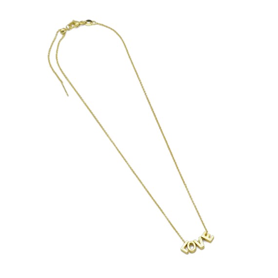 Adjustable Dainty Gold Link Chain Love Pendant Necklace, Sku#Ef498