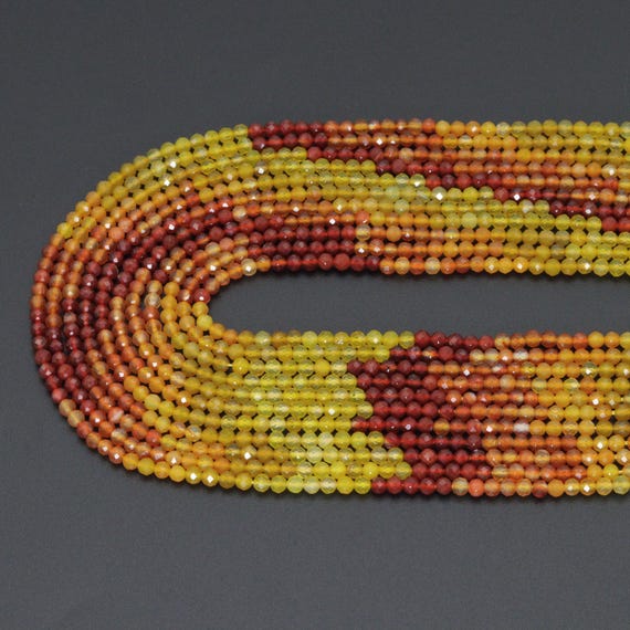 The 4mm Natural Yellow Brown Agate Round Faceted Beads, Sku#U2187