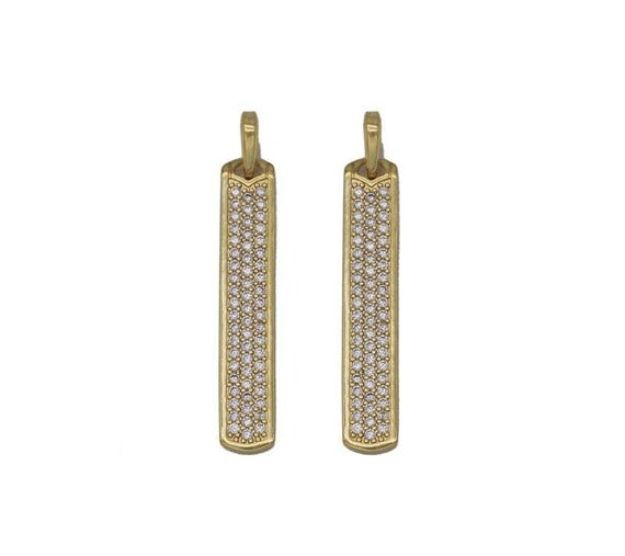 Gold Cz Long Bar Charm, Sku#Y724