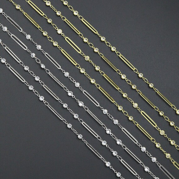 Wholesale paperclip link CZ chain by Yard, sku#LX959