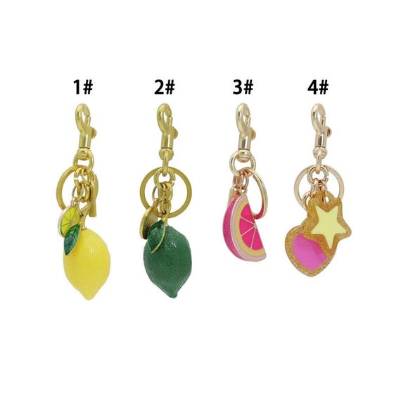 Lemon Lime Heart Star Pendant bag charm keychain, Sku#JL207