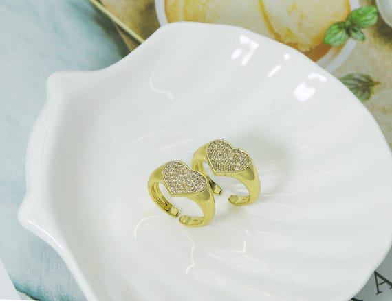 Cz Heart Adjustable Ring, Sku#O90