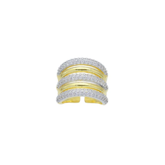 Dual Color Cz Chuny Adjustable Ring, Sku#Y967