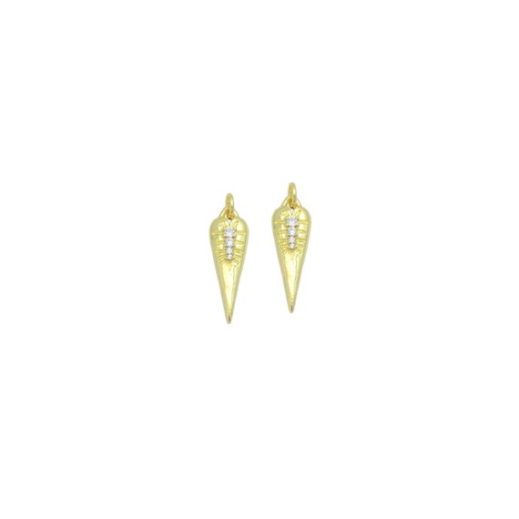 Clear Cz Gold Long Triangle Carrot Charm Pendant,Sku#Lx849