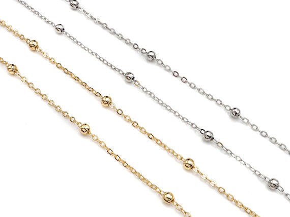 Gold Silver 2x4mm High Quality Satellite Ball Chain, sku#M358