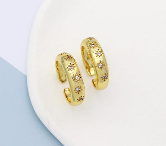 Cz North Star On Round Adjustable Ring, Sku#X333