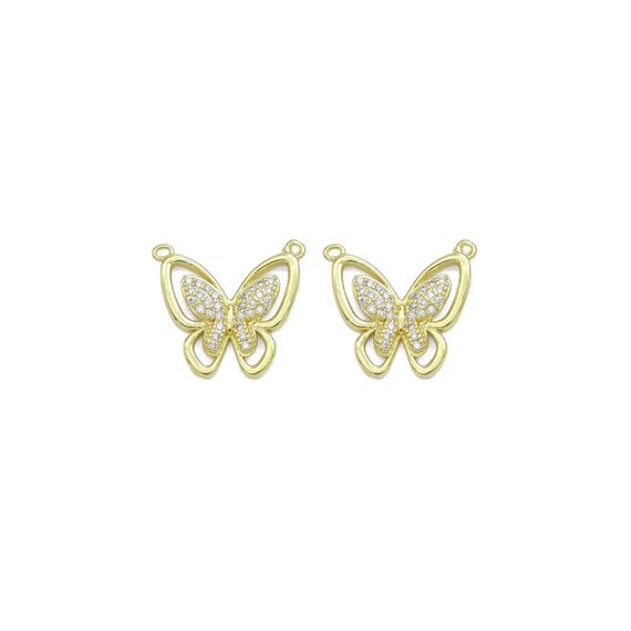 Cz Butterfly Connector Charm, Sku#Lk920