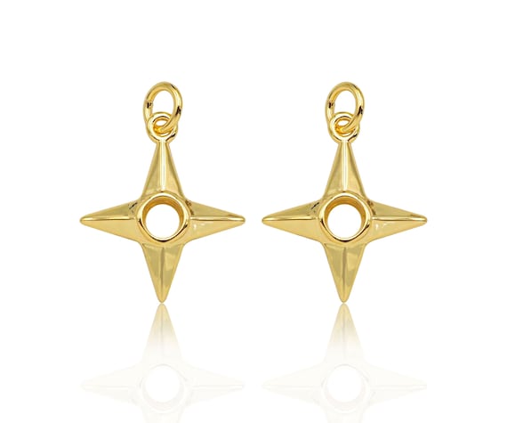 Gold Filled North Star Shape Pendant, 18K Gold Filled Star Charm, Necklace Bracelet Charm Pendant, 15x18mm, Sku#Y447