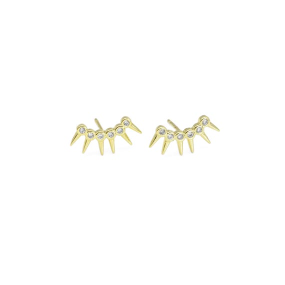 Gold Cz Spike Ear Climber Earrings, Sku#Ld506