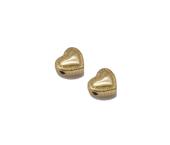 Gold Cz Heart Spacer Beads, Sku#Zx99