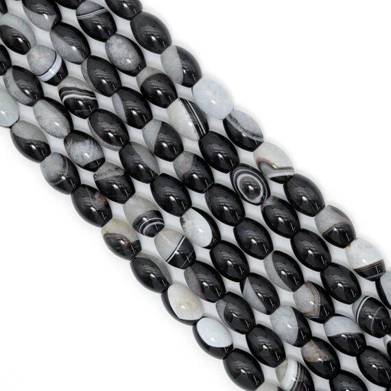 13x18mm Barrel White Black Druzy Agate, Sku#YK31