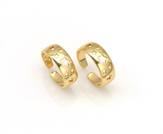 Hollow Out Five Point Star Shape Adjustable Ring,18K Gold Filled Star Open Ring, Star Ring, 21mm,Sku#X213