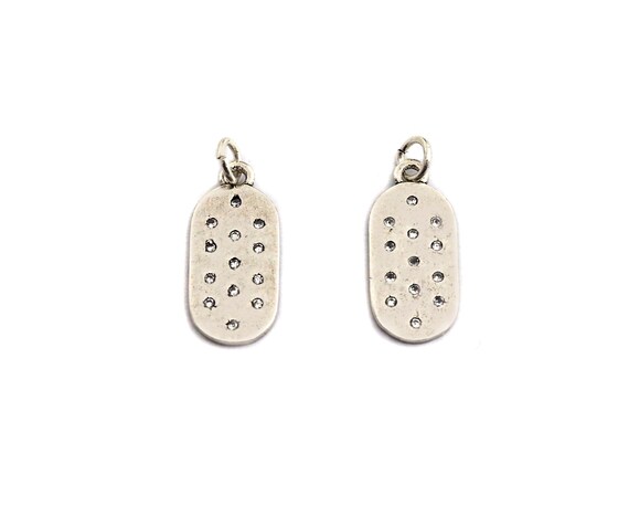 Cz Micro Pave Flat Oval Pendant, Antique Silver Tone, Clear Cubic Zirconia Big Pave Oval Charm Pendant, 9X21Mm,Sku#F1014