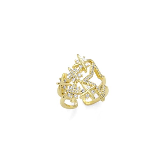 Gold Multi Stars North Star Adjustable Ring, Sku#Lx328