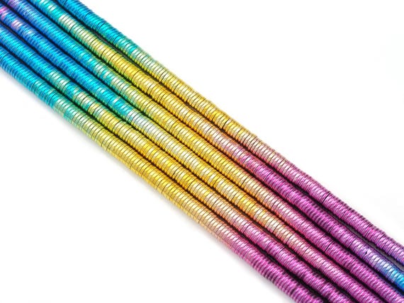 Rainbow Hematite Heishi Beads, 3mm|4mm|6mm hematite beads, sku#S149