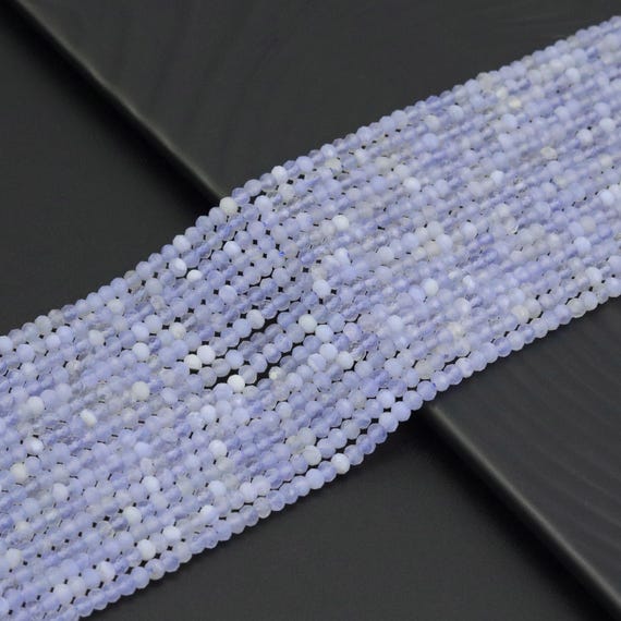 The 3x4mm Genuine Blue Lace Agate Rondelle Faceted Beads, Sku#U1940