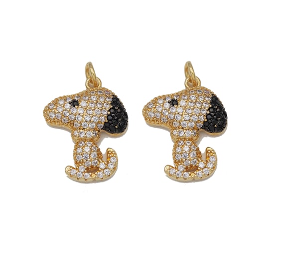 Gold Cz Snoopy Charm, Sku#L693