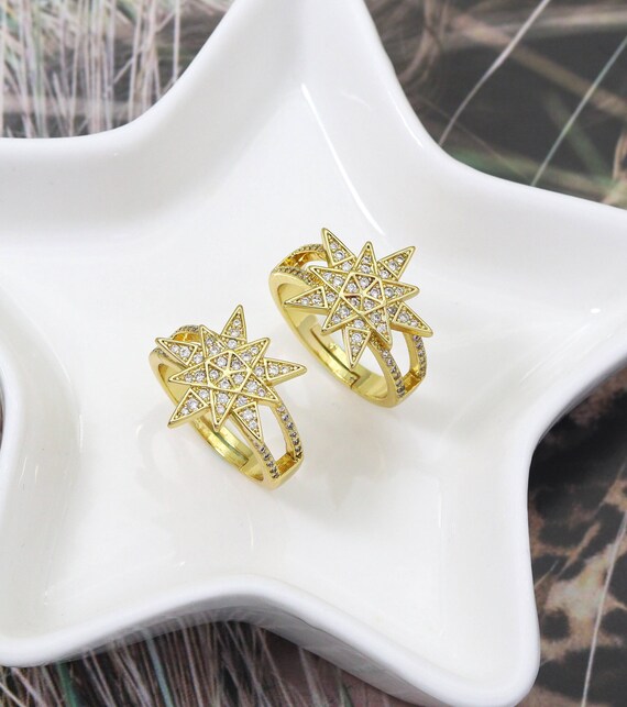 Cz Pave Star Band Ring, Sku#Lk748