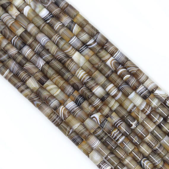 10x14mm Brown Cylinder Banded Agate Beads, Sku#U2360