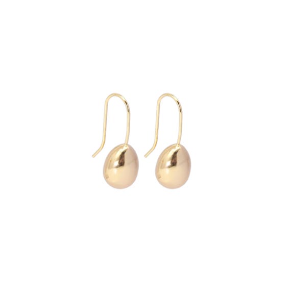 Gold Egg Shape Dangle Earrings, Sku#Zx142