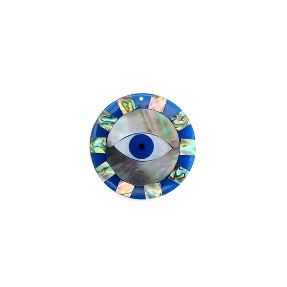 Large Blue Pearl Evil Eye Charm, Sku#Lx458