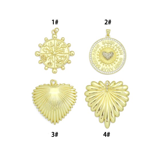 Large Spike Coin, Heart Charm Pendant, Sku#LK1289