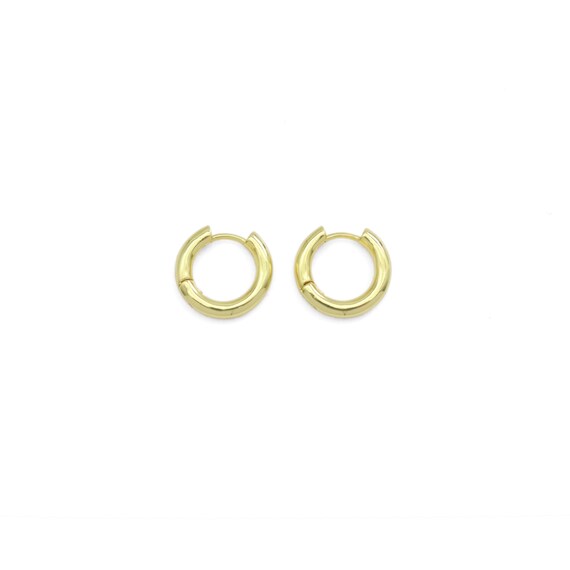 Plain Gold Thick Hoop Earrings, Sku#Y909