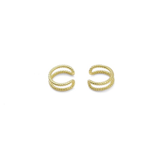 Gold Double Line Twisted Ear Cuff, Sku#Lx314