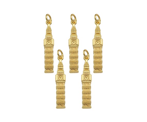 Gold Filled Bell Tower Shape Pendant, 18K Gold Filled Bell Tower Charm, Necklace Bracelet Charm Pendant, 5x26mm, Sku#Y441