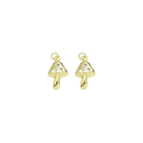 Cz Mushroom Gold Charm, Sku#Lk913