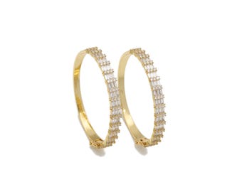 Bracelet jonc rempli d'or 18 carats et de zircones cubiques