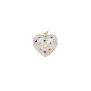 Colorful Cz Enamel Heart Pendant Charm, Sku#Y950