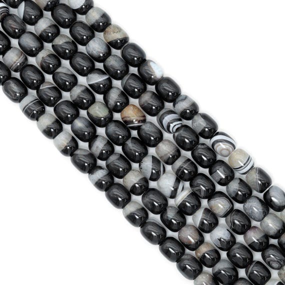 11x13mm Barrel White Black Druzy Agate, Sku#YK25