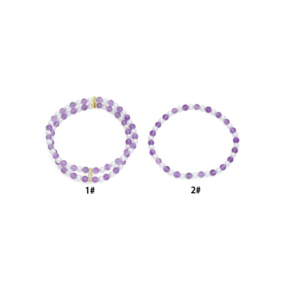 Amethyst with MOP Stretchy Bracelet, Sku#EF649