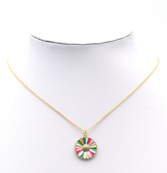 ★daisy★✾14kgf Colorful Enamel Cz Gold Daisy Flower Charm, Sku#f1514 - Etsy