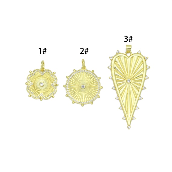 Petal Sunburst, Radiant Cirle, Heartburst Charm Pendant, Sku#LK1293