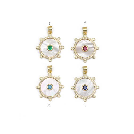 Pearl Spike Round CZ Charm, Sku#LX291