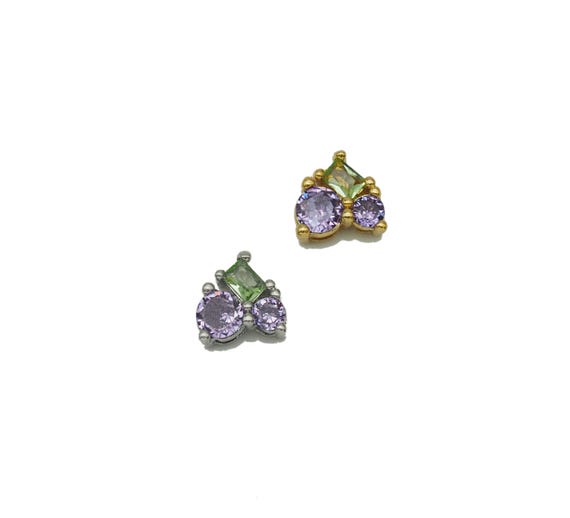 Purple Green Cz Heart Charm, Sku#Y690