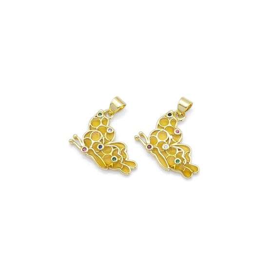 Gold Yellow Butterfly Charm, Sku#Lk869