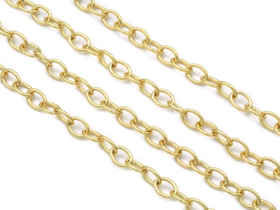 Gold Oval Link Chain by Yard/Necklace,sku#LD371/LD19