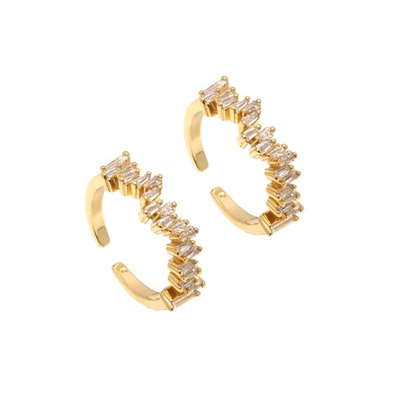 Gold Clear Cz Waveline Adjustable Ring, Sku#Lk794
