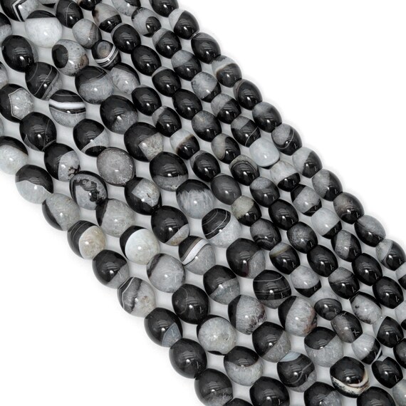 White Black Druzy Agate Barrel Beads, Sku#YK26
