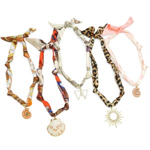 Convertible Scarf Necklace, Adjustable Silk Scarf Statement Necklace, sku#EF806-6