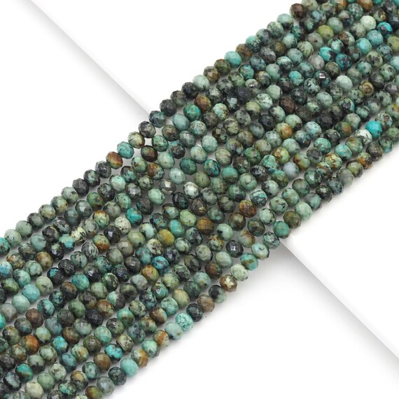 The 4x6mm Genuine African Turquoise Faceted Rondelle Beads, Sku#U1667