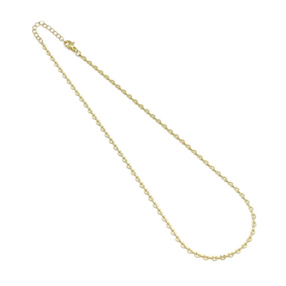 Gold Heart Link Chain Necklace, Sku#Ld585